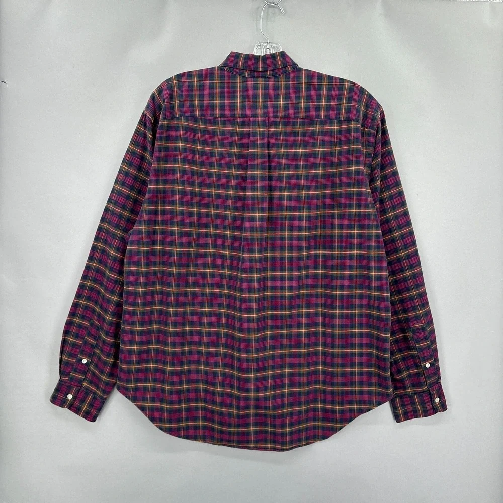 Ralph Lauren Shirt Mens XL Plaid Red Button Down Tartan Oxford Vintage Polo‎